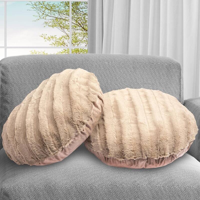 Cheer Collection Set of 2 Decorative Round Throw Pillows - Sand