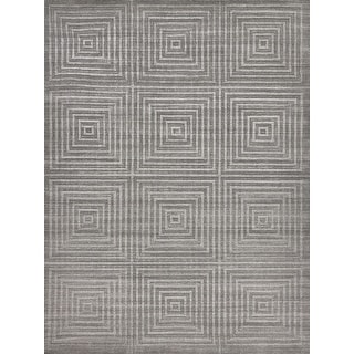 EXQUISITE RUGS Castelli Hand-loomed Bamboo Silk/Wool Grey Area Rug ...