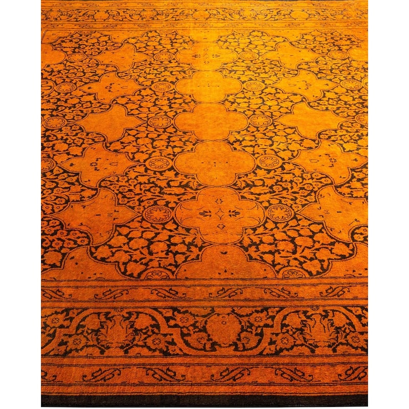 Overton Hand Knotted Wool Vintage Inspired Modern Contemporary Overdyed Gold Square Area Rug - 6' 1" x 6' 1"