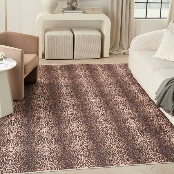 slide 2 of 23, Nourison Washables Indoor Brown Animal Print Area Rug