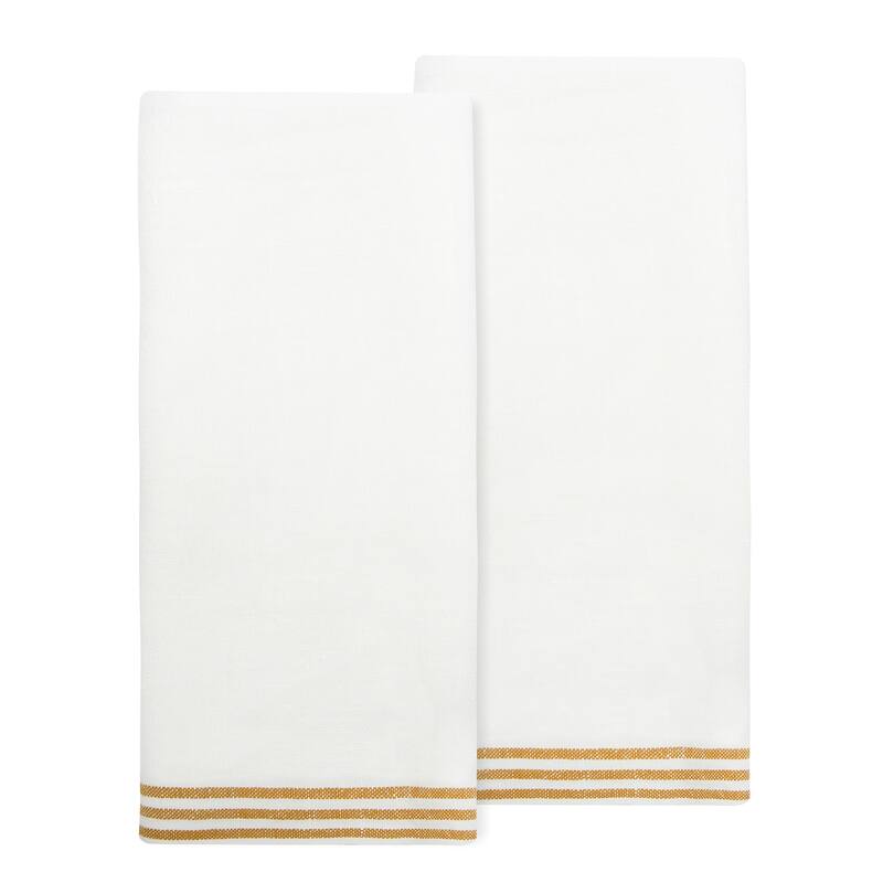 Caravan Alsace Tea Towels - Set of 2 - White, Mustard