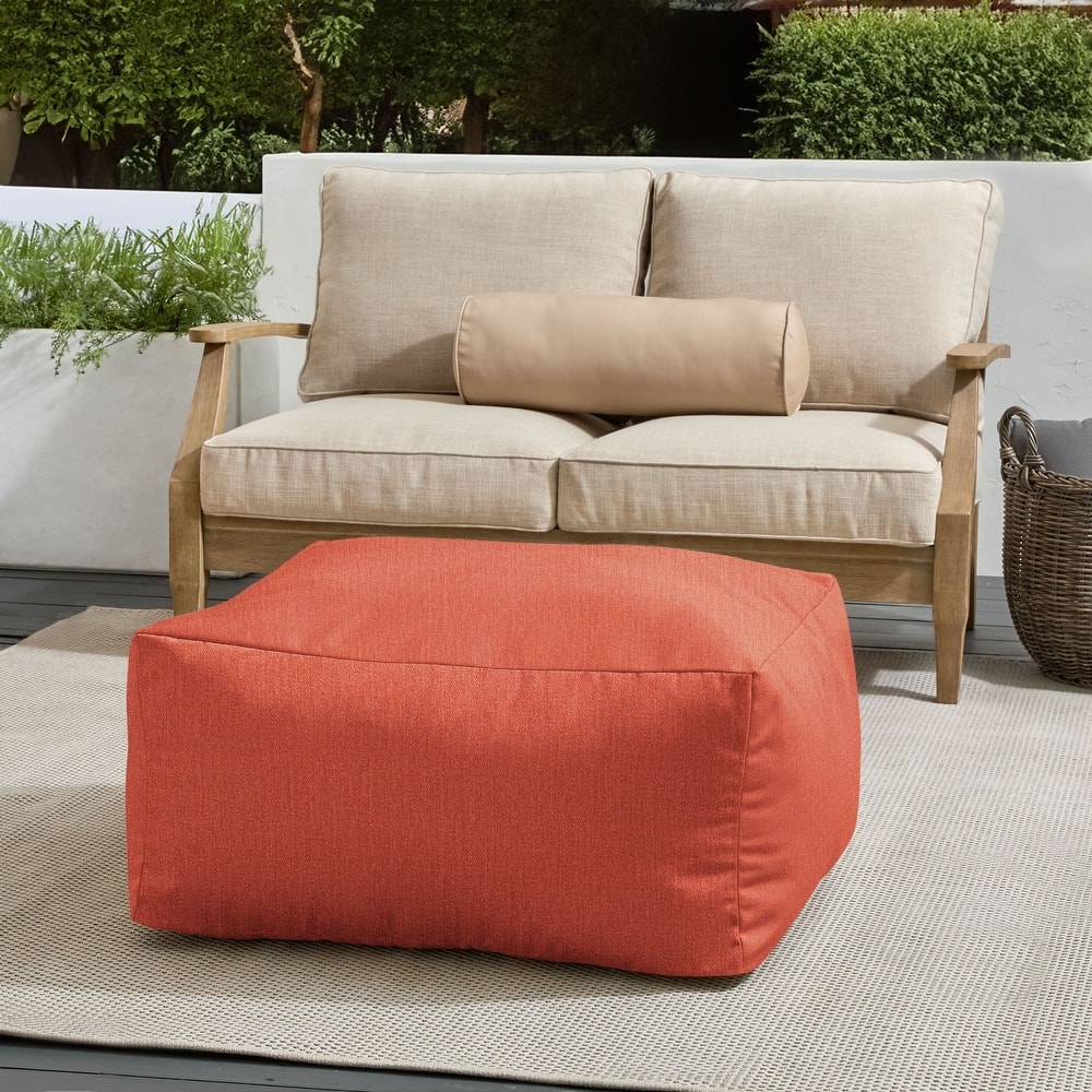 Sorra Home Sunbrella Outdoor Knife Edge Solid Bean Pouf