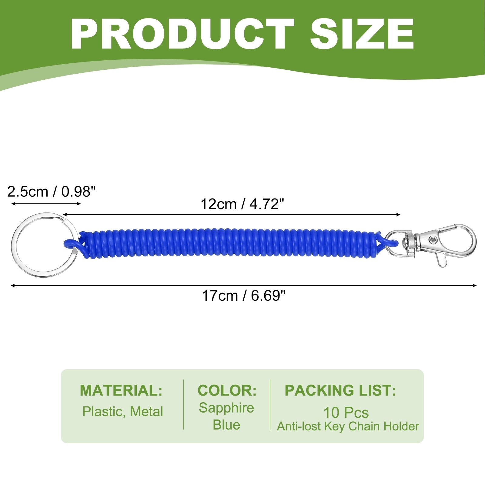 Retractable Coil Springs Keychain, Spiral Cord Coil Keychain, Anti-lost Key Chain Holder with Lobster Clasp