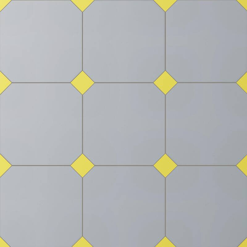 Merola Tile Vaudeville Octagon Humo with Taco Lima 7-7/8" x 7-7/8" Porcelain Floor and Wall Tile