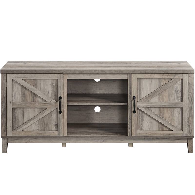 Yaheetech 58" 2-Tier Farmhouse TV Stand Entertainment Console Cabinet - Gray