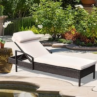 Costway Chaise Lounge Chair Brown Outdoor Wicker Rattan Couch Patio Furniture W/Pillow