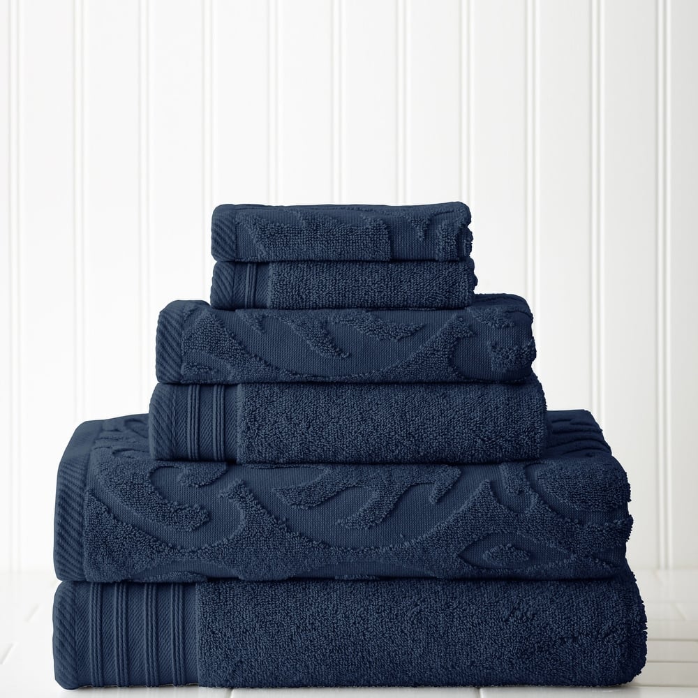 Modern Threads Jacquard/ Solid Medallion Swirl 6-piece Towel Set