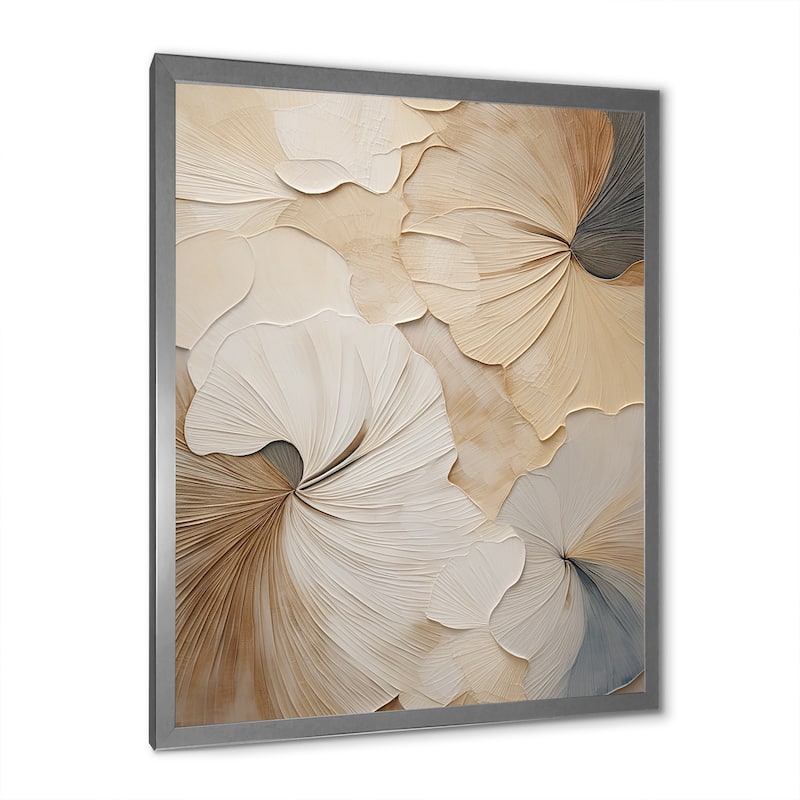 Designart "Beige Minimalism Elegance In Bloom " Flowers Framed Canvas Prints