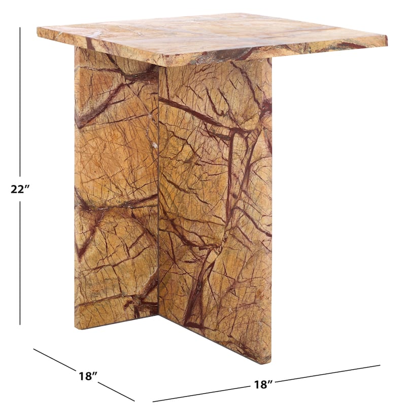 SAFAVIEH Couture Adriano 2 Leg Marble Accent Table - 18"W x 18"D x 22"H