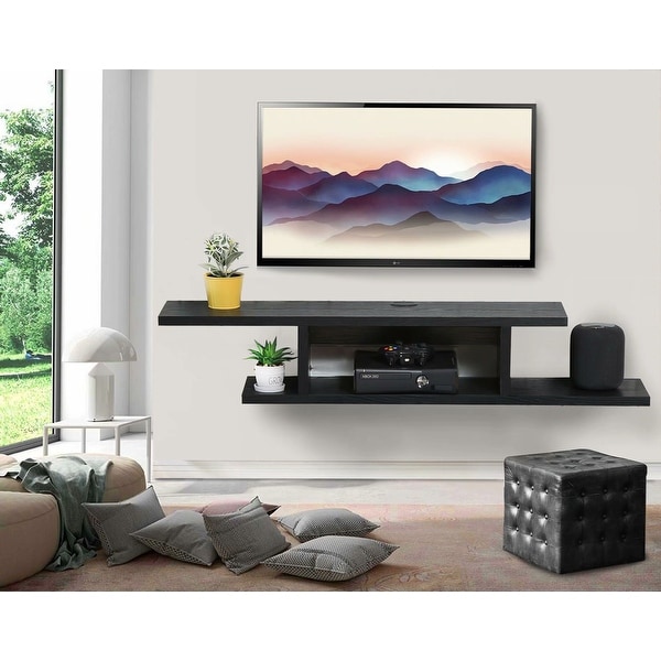 Fitueyes floating tv shelf wall mounted media console shop entertainment storage shelf modern tv stand board rack ds211801wb
