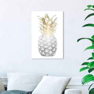 Wynwood Studio 'Pina Two Tones' Food and Cuisine Wall Art Canvas Print Fruits - Gray, Gold