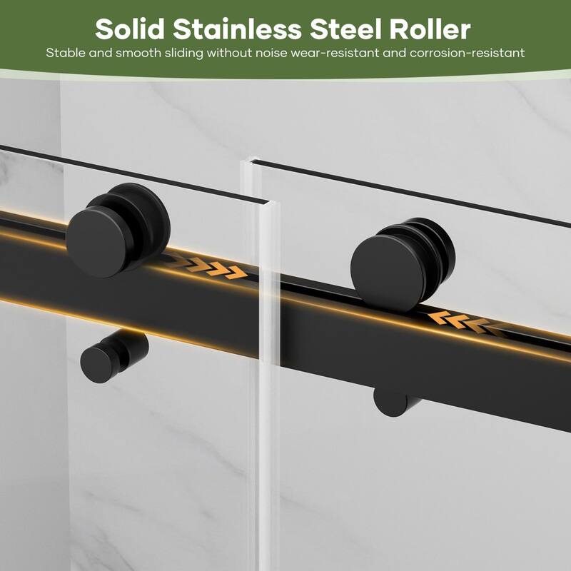 60" W x 74" H Door Double Sliding Frameless Shower Door with 8mm easy clear Tempered Glass