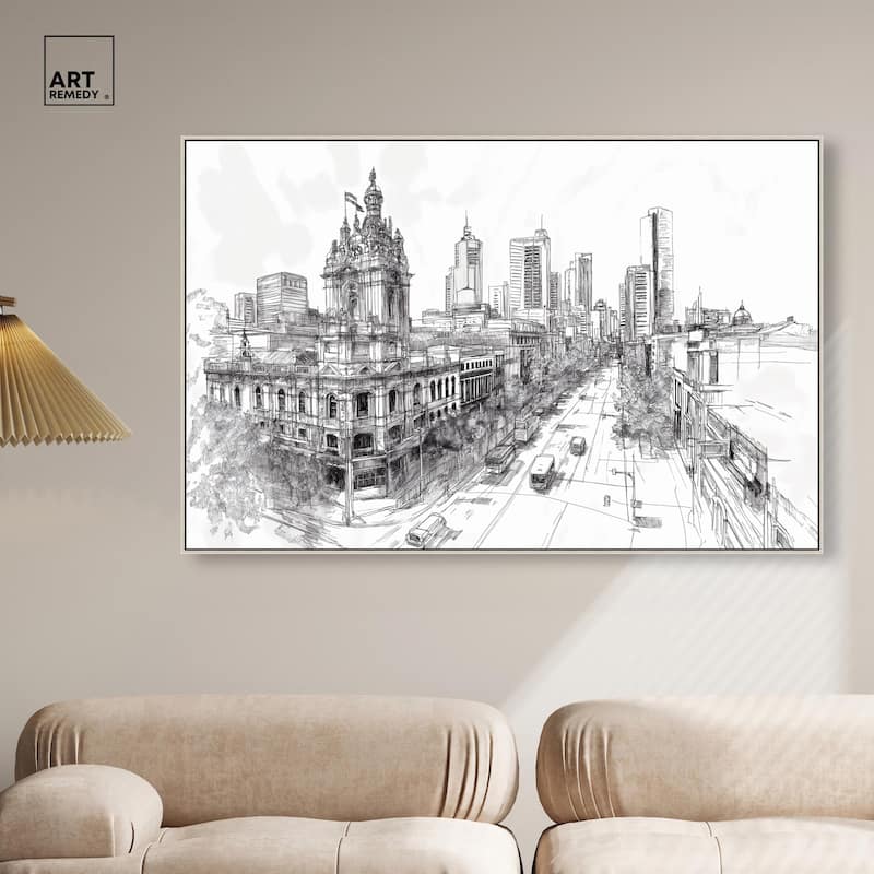 Collins Street Sketch Canvas by Art Remedy