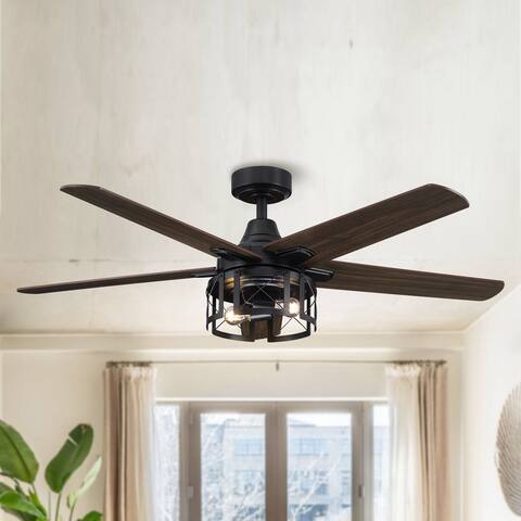 52" Industrial Reversible 5-Blade LED Ceiling Fan with Remote