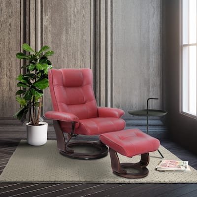 Barthes Leather Recliner with Matching Ottoman