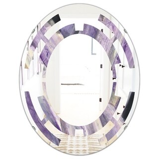Designart 'Geometric Purple Glacier' Printed Modern Round or Oval Wall Mirror - Space