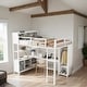 preview thumbnail 6 of 18, Full Size Metal Loft Bed with Wardrobe and L-shaped Desk and Shelves