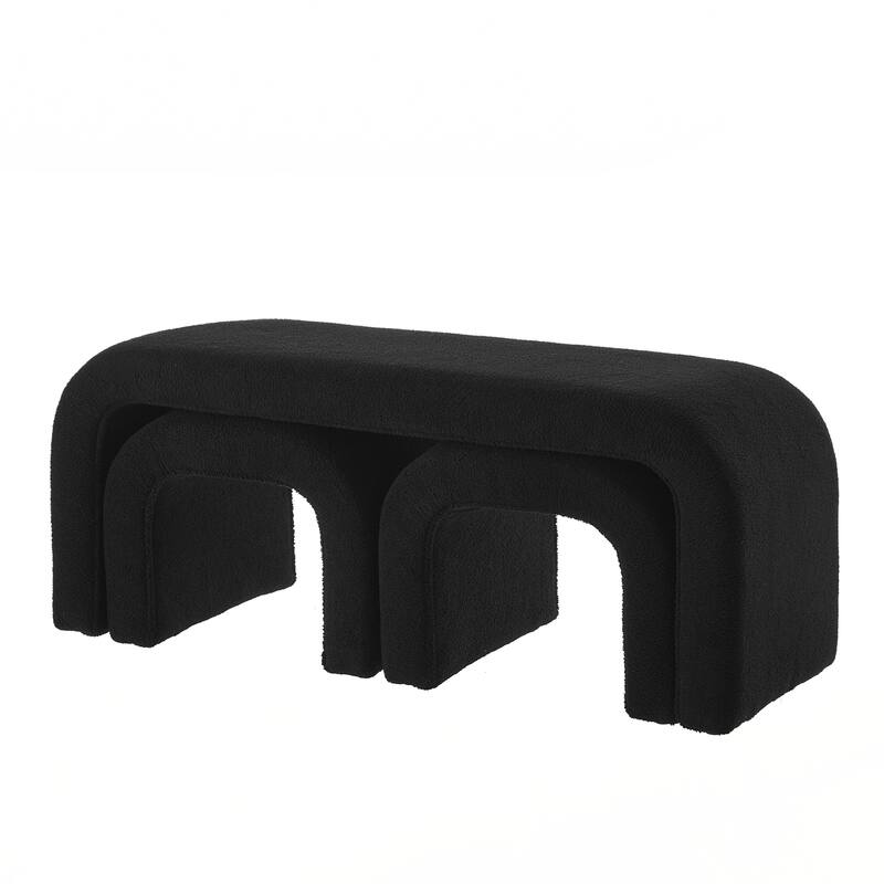 Set of 3 U-Shaped Modern Bench Ottoman Bench for Entryway