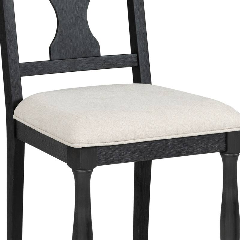 Furniture of America Lucan Modern Farmhouse Black Acacia 7-Piece Dining Set