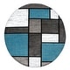 preview thumbnail 129 of 135, World Rug Gallery Contemporary Modern Boxed Color Block Area Rug 6'6" Round - Light Blue