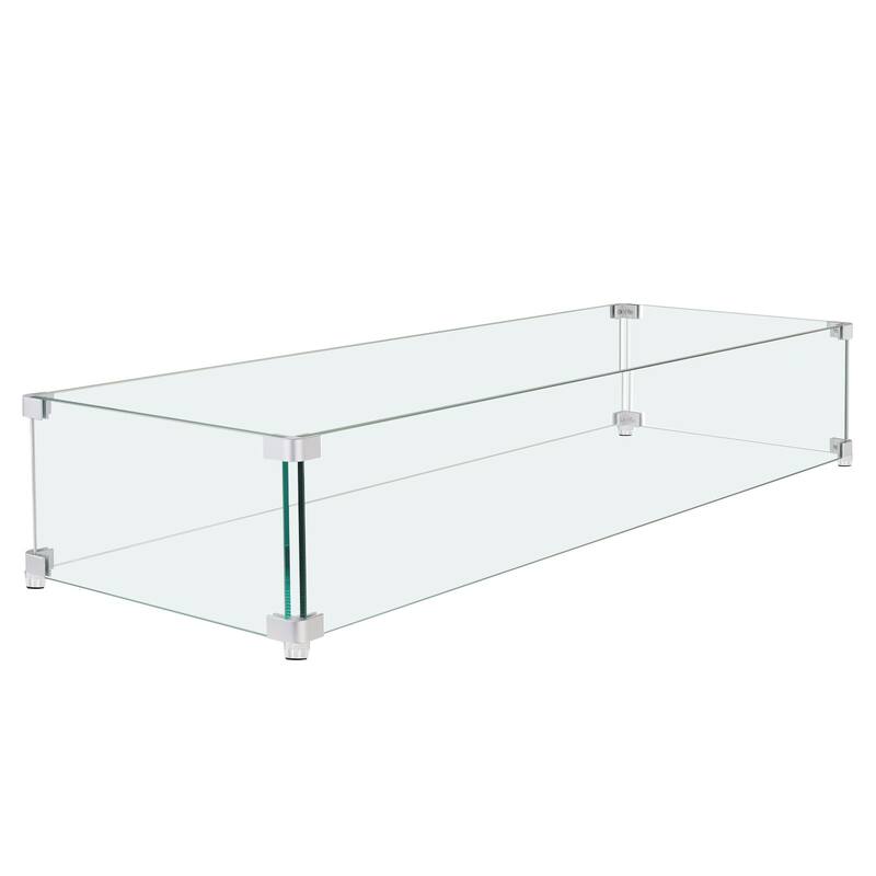 Tempered Glass Wind Guard for Rectangular Fire Pit Table
