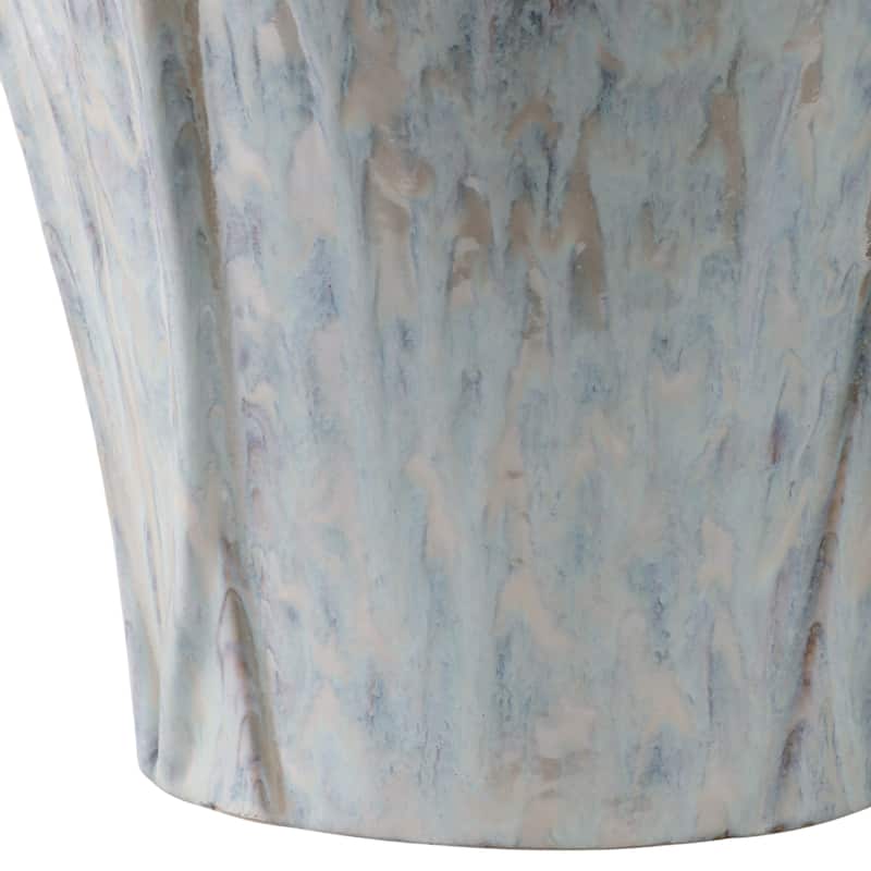 Ceramic Garden Stool Textured Glaze Modern Accent - 18" Ivory