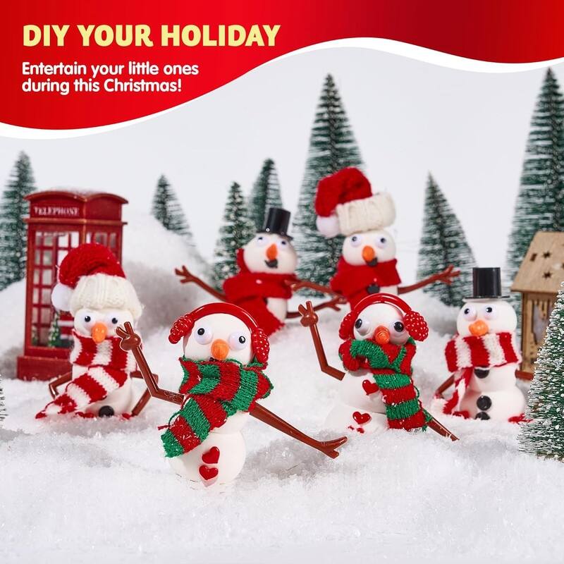 Christmas Build Your Snowman Craft Kit, 3 Pack DIY Snowman Craft Kit for Christmas Arts and Craft Activities - Multicolor