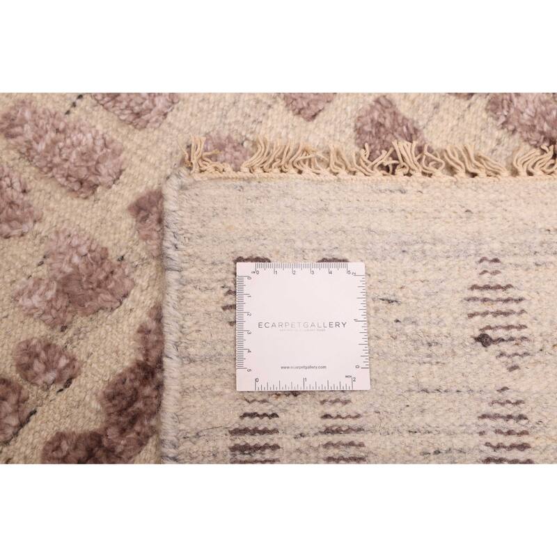 ECARPETGALLERY Hand-knotted Tangier Dark Brown, Ivory Wool Rug - 8'3 x 10'3