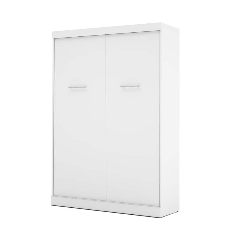 Bestar Nebula Full Murphy Bed with Storage, Wall Bed for Guest Room - White