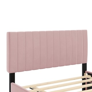 Velvet Upholstered Platform Bed with Twin Size Trundle - Bed Bath ...
