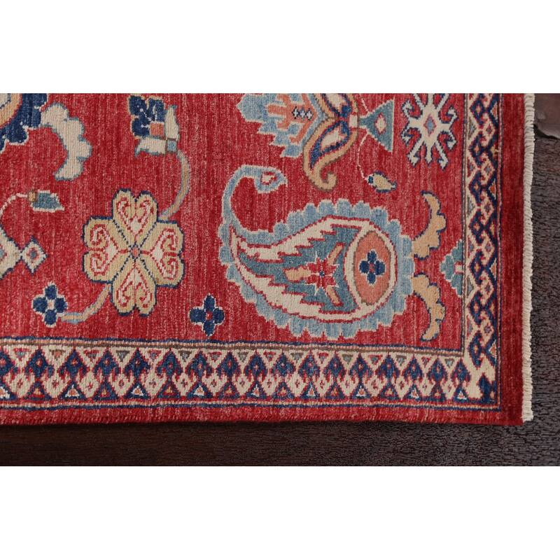 Vegetable Dye Geometric Paisley Super Kazak Area Rug Wool Hand-knotted - 2'10" x 5'0"