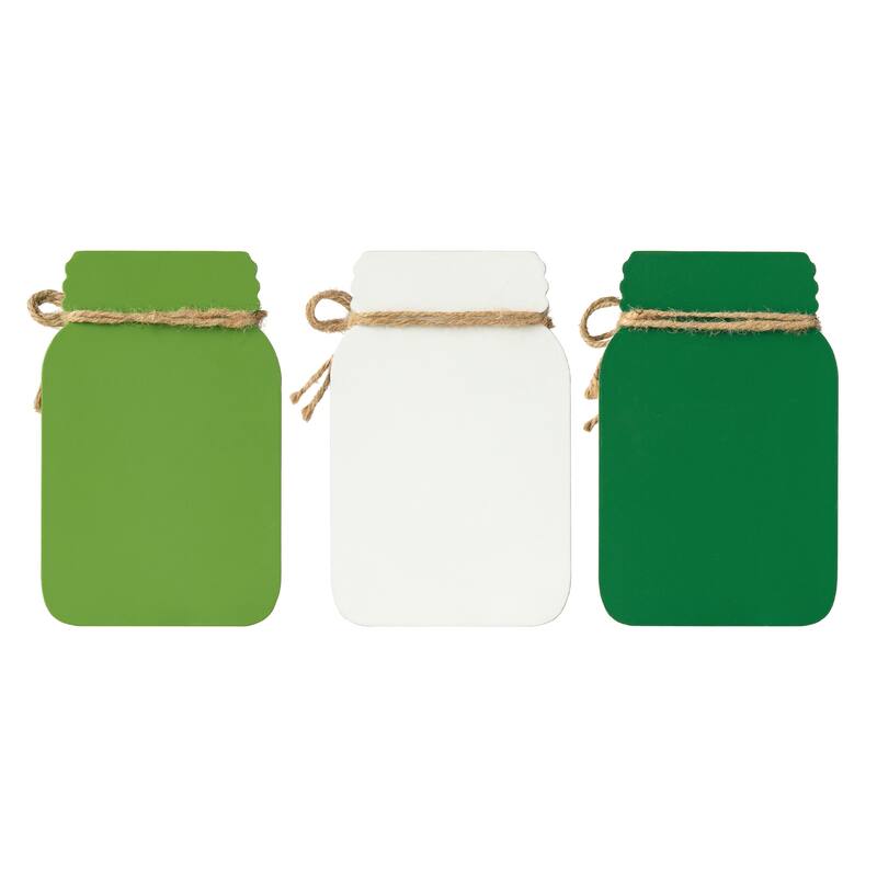 Glitzhome 7"H Set of 3 St. Patrick's Wooden Mason Jar Table decor