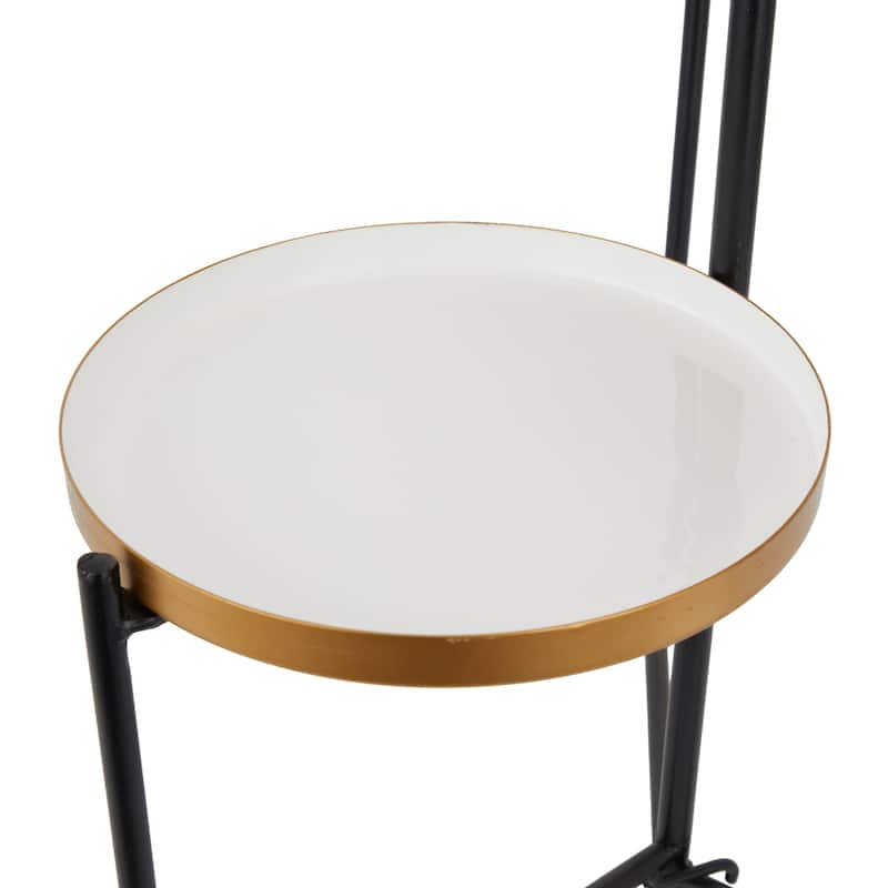 White, Orange or Blue Metal Foldable 3 Tier Plantstand with Enameled Interior - 22 x 18 x 32