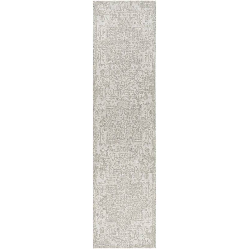 Livabliss Eagean Updated Traditional Medallion Indoor / OutdoorArea Rug - 2'7" x 10' - Cream