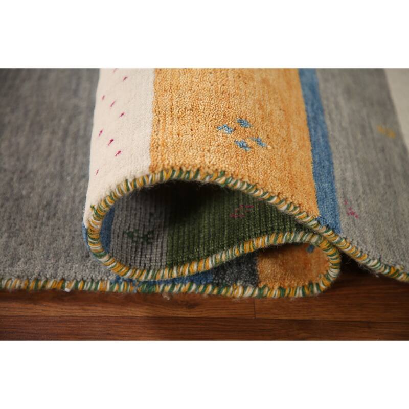 Striped Gabbeh Oriental Area Rug Handmade Wool Carpet - 2'6"x 4'11"