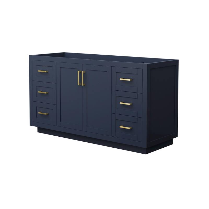 Wyndham Collection Miranda 60" Single Free Standing Vanity Cabinet - Dark Blue / Brushed Gold Hardware