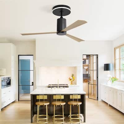 Modern Embedded Ceiling Fan Light with LED Light and Remote Control, Reversible DC Motor for Bedroom and Lounge Area