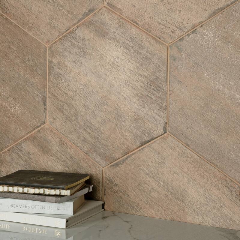 Merola Tile Retro Hex Terra 14-1/8" x 16-1/4" Porcelain Floor and Wall Tile
