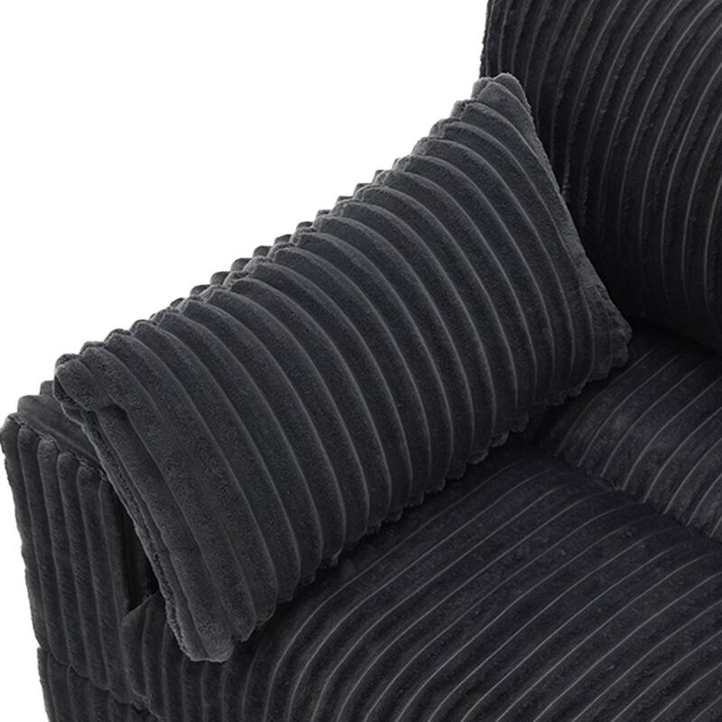 40"W Plush Corduroy Corner Accent Chair Sectional Module with Pillow
