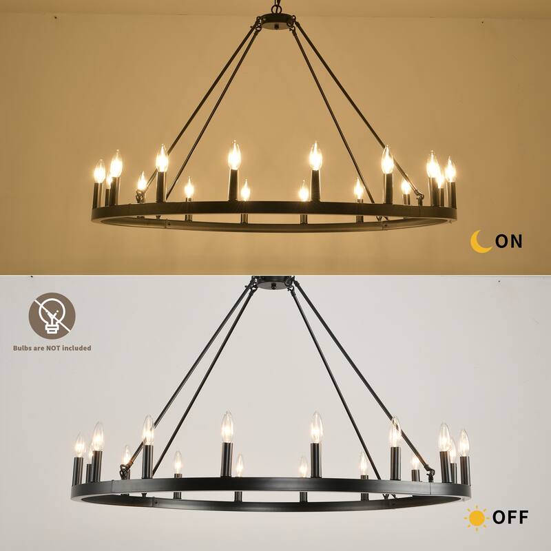 16-Light Modern Farmhouse Light Wagon Wheel Chandelier 43 Inch