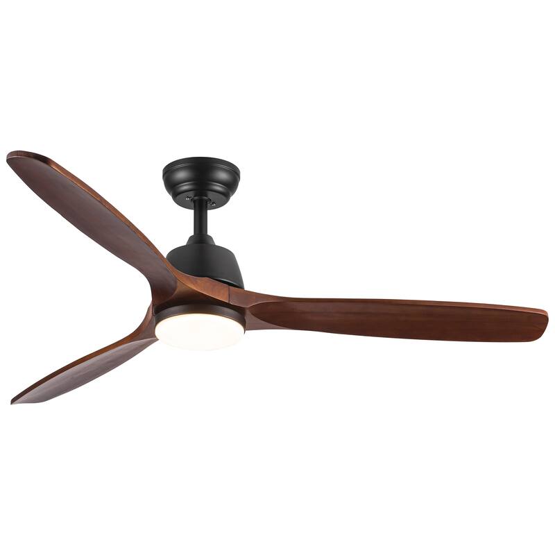 Whisper-Quiet Motor Wooden Ceiling Fan with Light and Remote, 6-Speed Reversible DC Motor, 3-Color Light Settings
