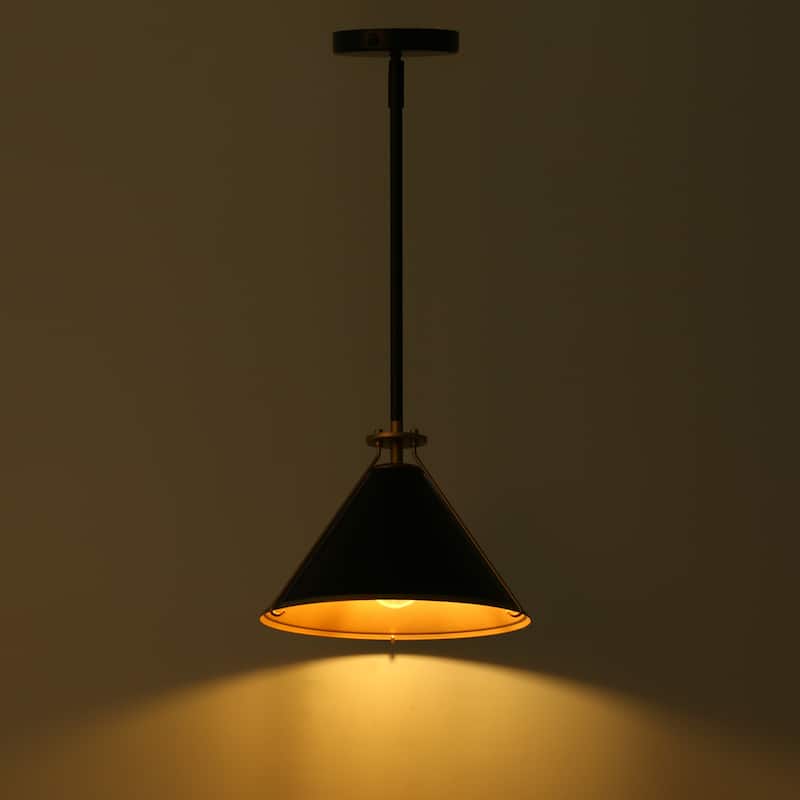 Modern Classic 1-light Black Gold Large Pendant Light Bowl-shaped Conical Shade Kitchen Island Light for Dining Room