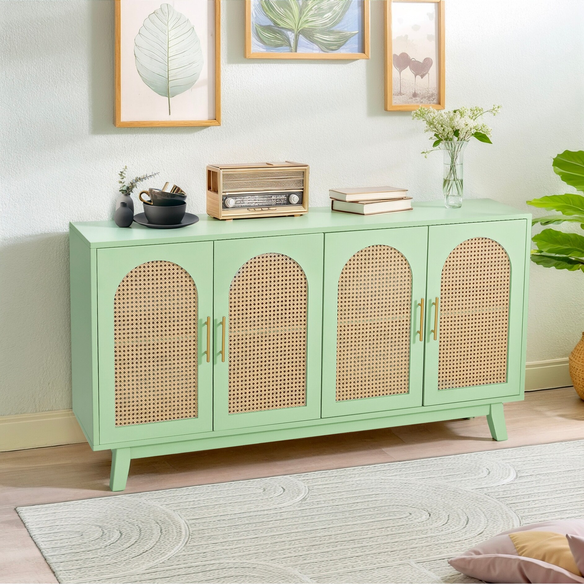 Green rattan cabinet discount
