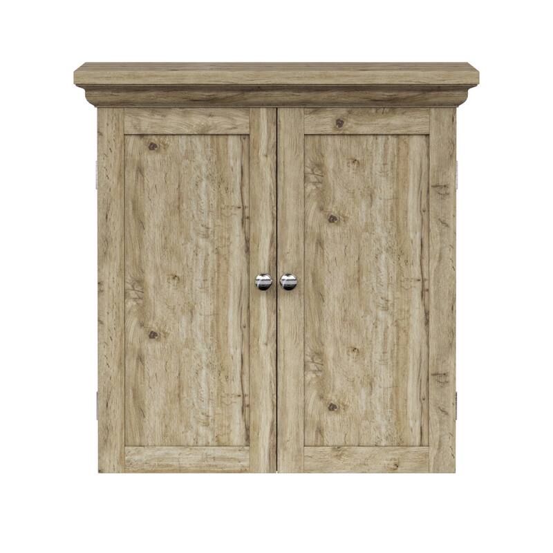 Teamson Home Stratford Removable Wall Cabinet 2 Doors, Adjustable Shelves, Crown Molding, Beveled Inlays for Bathroom Storage