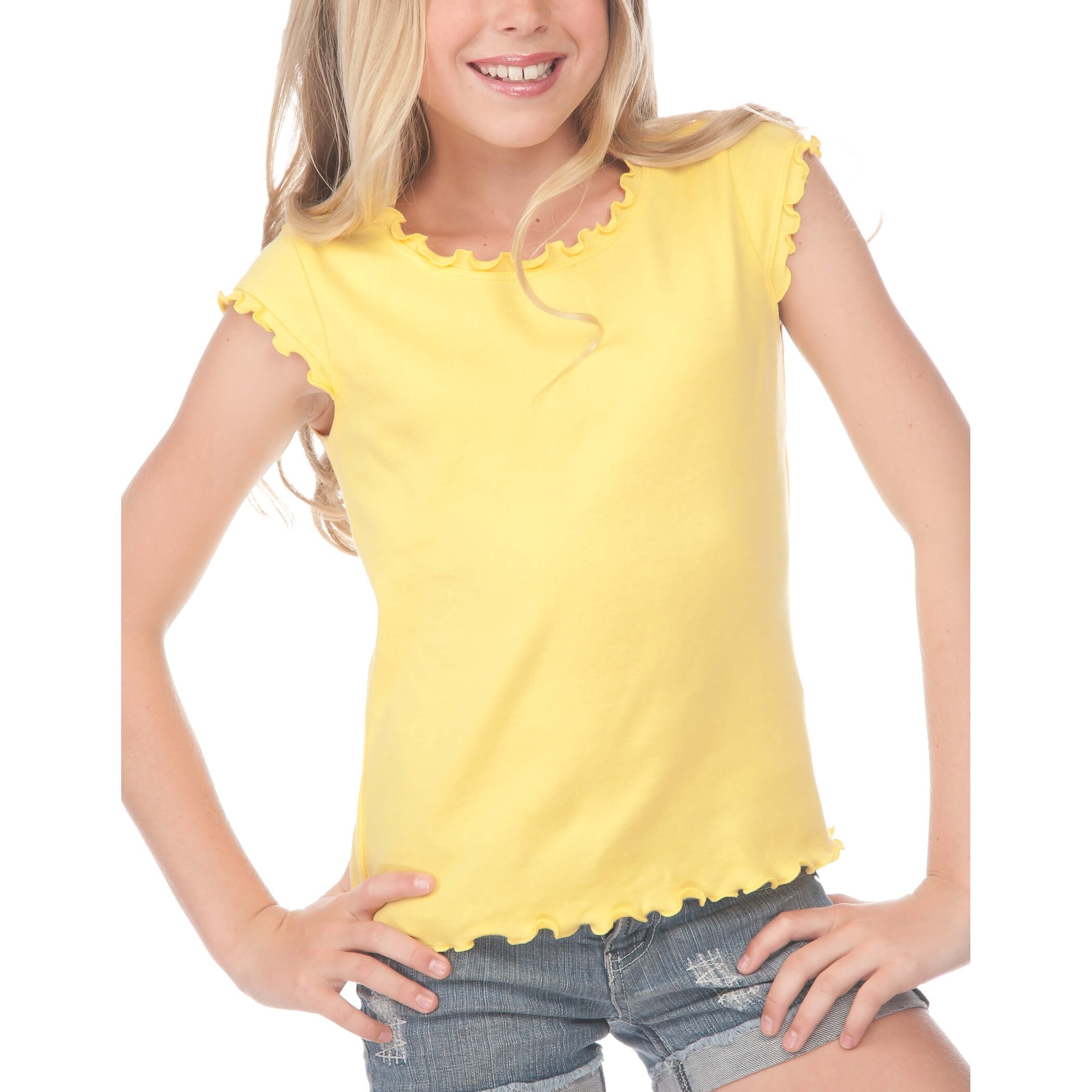 Shop Kavio Big Girls 7 16 Lettuce Edge Scoop Neck Cap Sleeve Top
