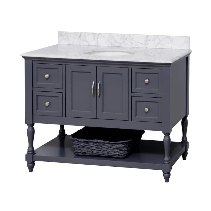 KitchenBathCollection Beverly 48" BathroomVanity w/ Carrara Marble Top