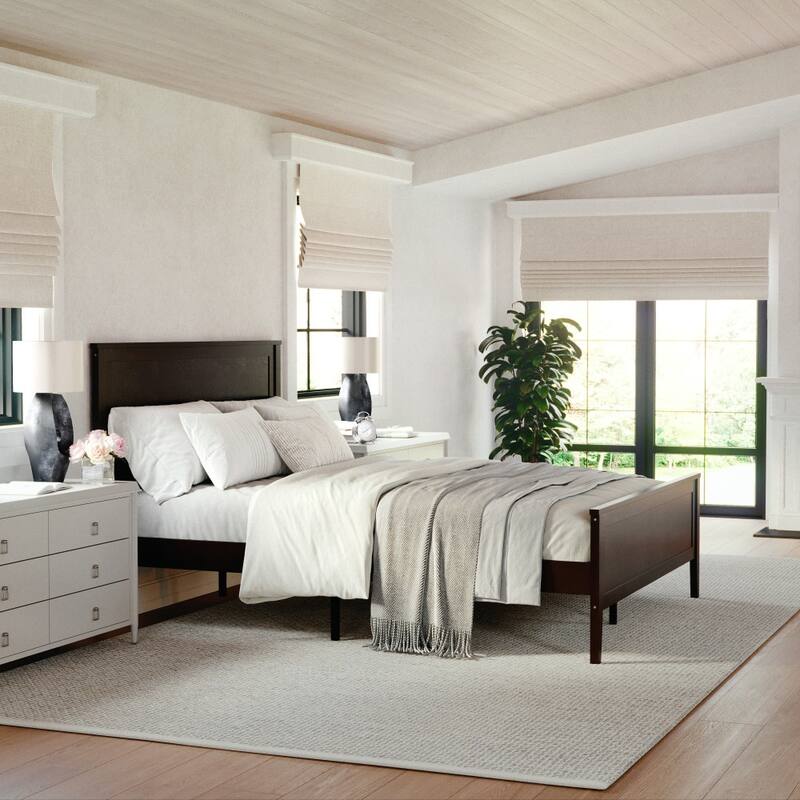 Martha Stewart Wooden Platform Bed with Headboard and Footboard
