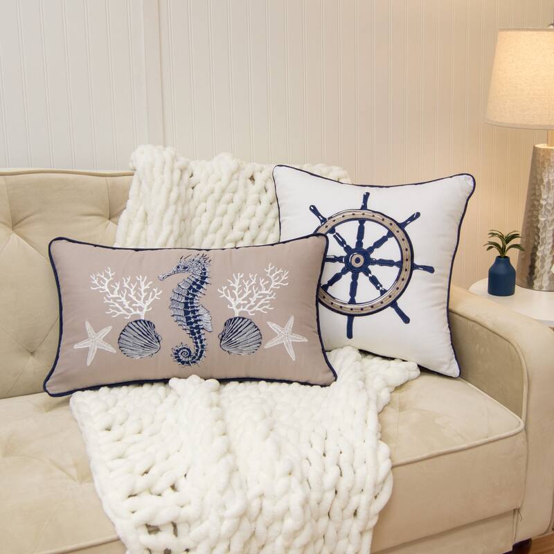 Donna Sharp Checkerboard Indigo (Nautical) 2PC Cotton Decorative Pillow Set