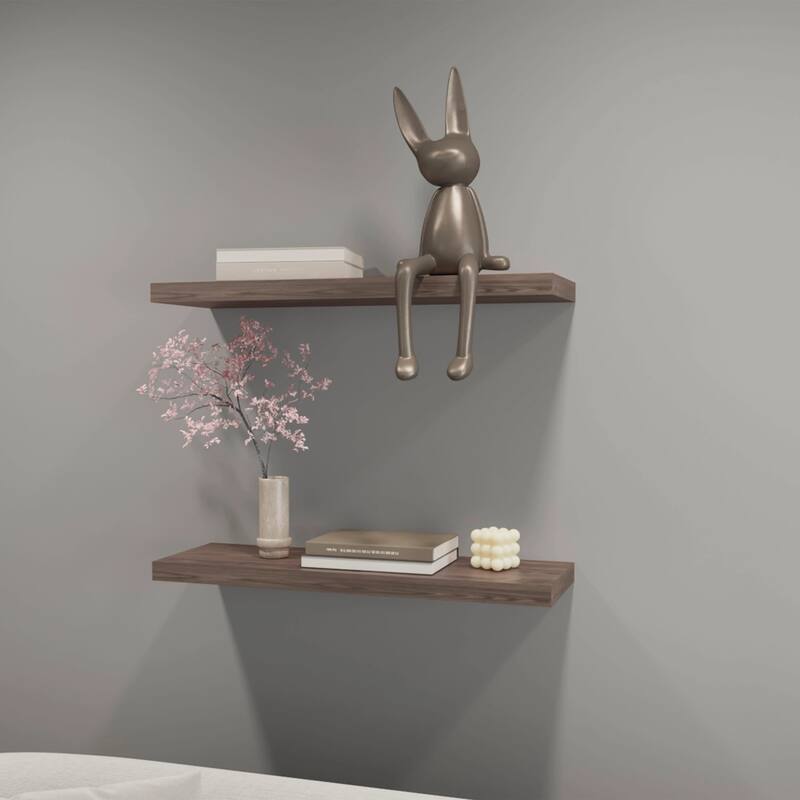 32-Inch Wall-Mounted Floating Shelf Set of Two - Cognac