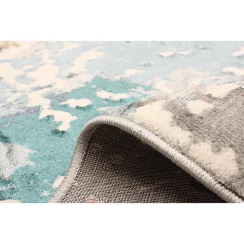 ECARPETGALLERY Machine Woven Aura Teal Area Rug